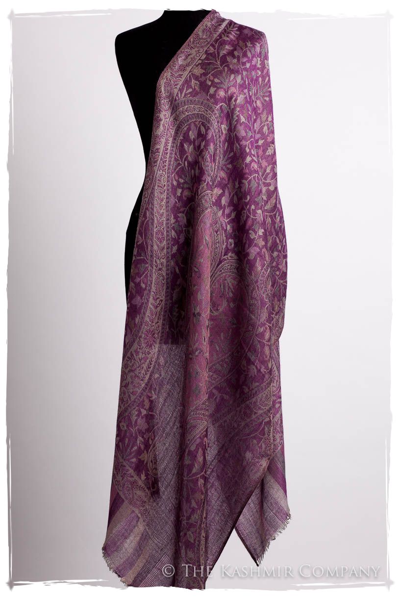 Brume d'orchidée Mughal Paisley Reversible Soft Cashmere Scarf/Shawl