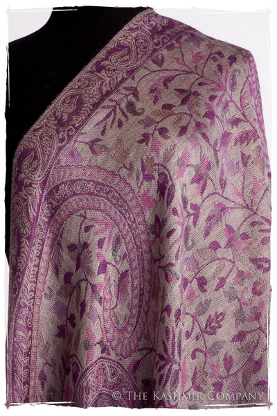 Brume d'orchidée Mughal Paisley Reversible Soft Cashmere Scarf/Shawl