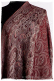 Bordeaux Mughal Paisley Reversible Soft Cashmere Scarf/Shawl