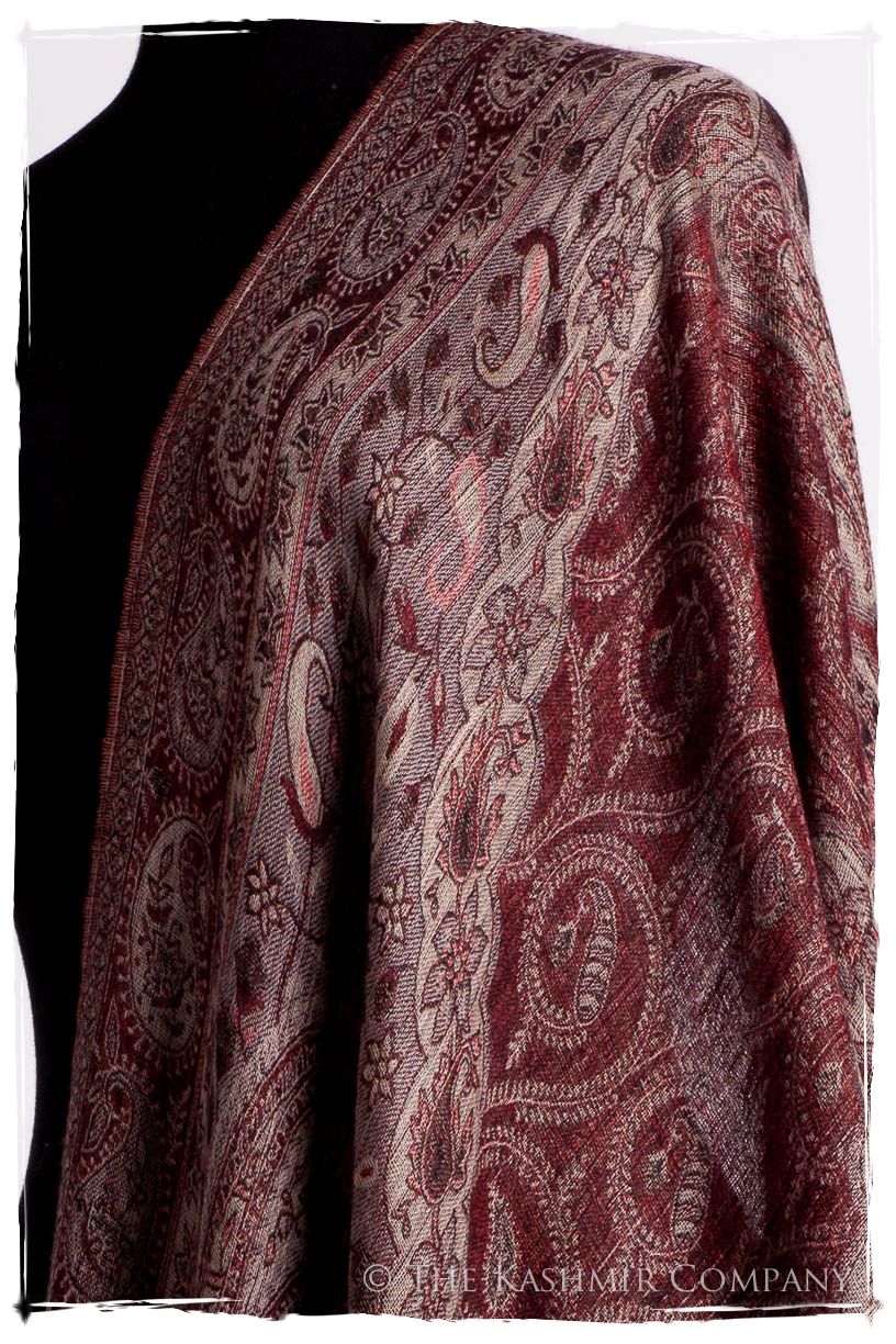 Bordeaux Mughal Paisley Reversible Soft Cashmere Scarf/Shawl