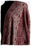 Bordeaux Mughal Paisley Reversible Soft Cashmere Scarf/Shawl