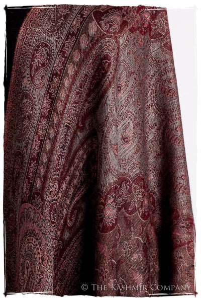 Bordeaux Mughal Paisley Reversible Soft Cashmere Scarf/Shawl