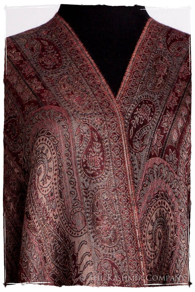 Bordeaux Mughal Paisley Reversible Soft Cashmere Scarf/Shawl