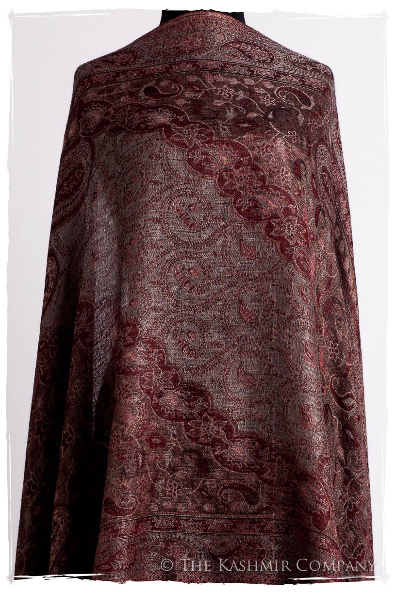 Bordeaux Mughal Paisley Reversible Soft Cashmere Scarf/Shawl