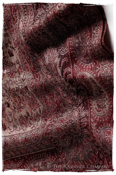 Bordeaux Mughal Paisley Reversible Soft Cashmere Scarf/Shawl