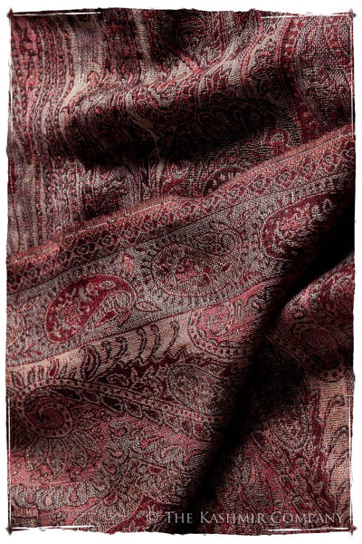 Bordeaux Mughal Paisley Reversible Soft Cashmere Scarf/Shawl